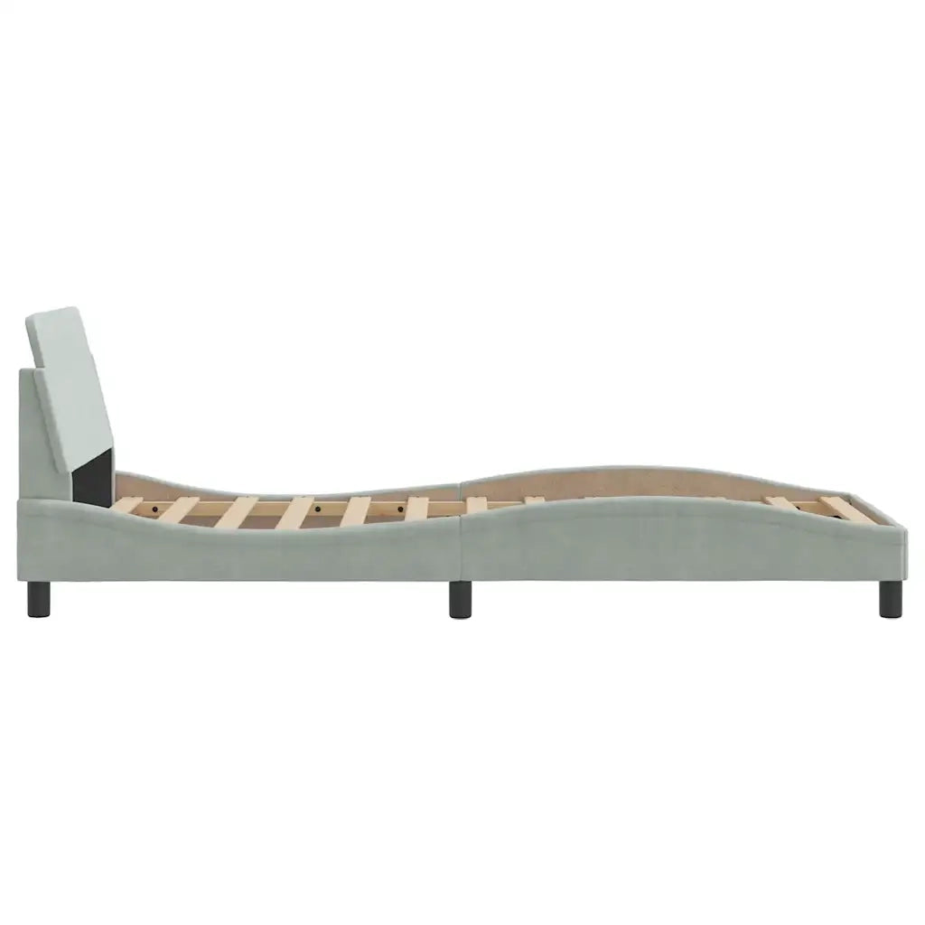 Giroletto-Struttura Letto Dover Grigio Chiaro 90x190 cm Velluto