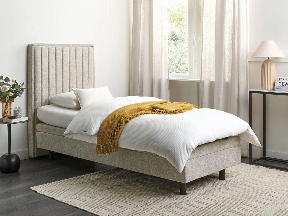 Letto Tessuto Beige chiaro Elettrico Regolabile con Telecomando 90 x 200 cm