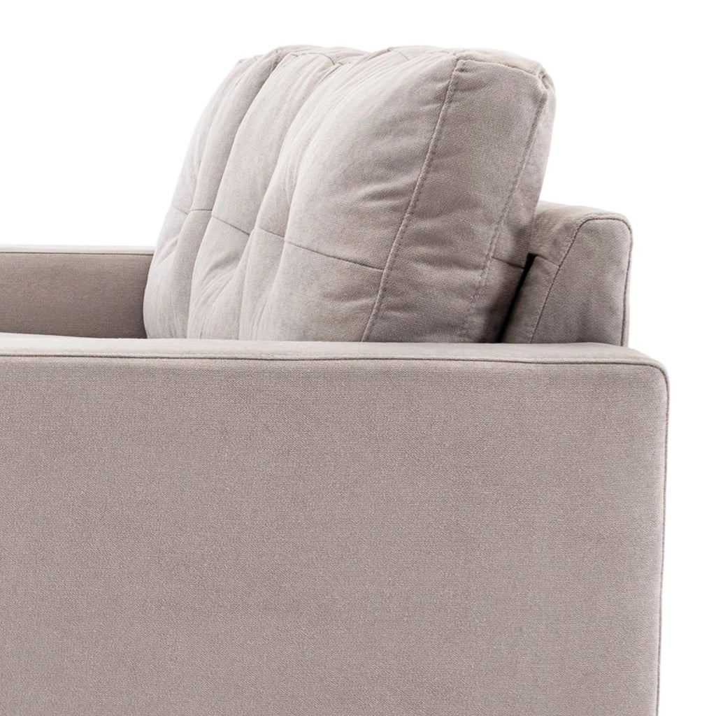 Divano angolare reversibile in tessuto con chaise longue, cuscini sfoderabili e struttura in legno, grigio chiaro