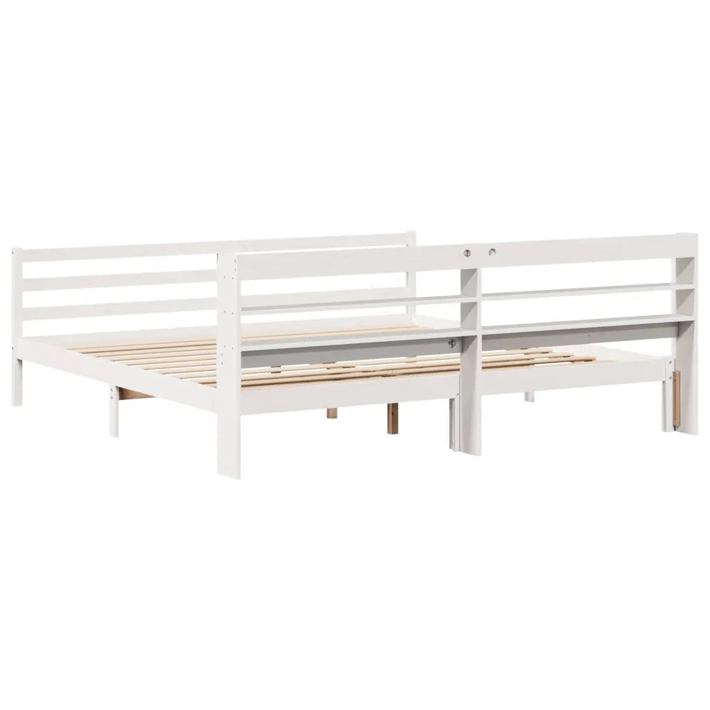 Giroletto con Testiera senza Materasso Bianco 200x200 cm