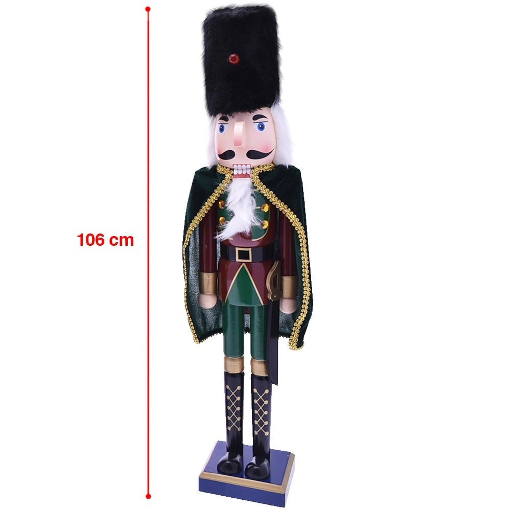 Trade Shop - Soldato Schiaccianoci Di Natale In Legno Altezza 55 Cm Decorazioni Natalizie -