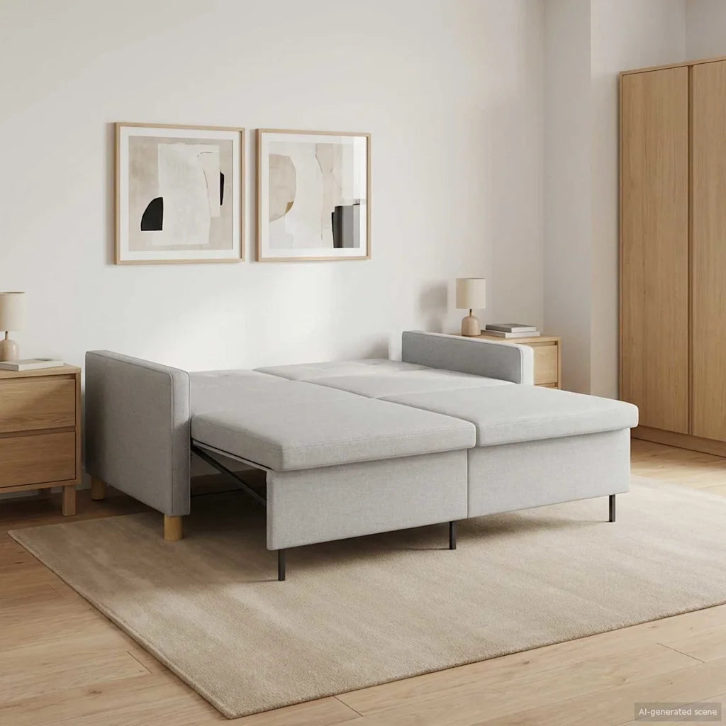 Divano Letto Estraibile Crema Tessuto 42033345