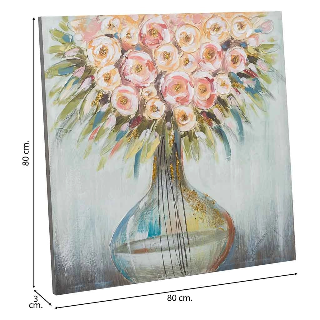 Quadro dipinto a mano con rilievo bianco 80x80x3h