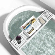 Bambù estensore per bagno - 70 cm lungo - Bagno - Pianale bagno - Ponte bagno - In legno - Tavolo bagno - Colore: Bianco