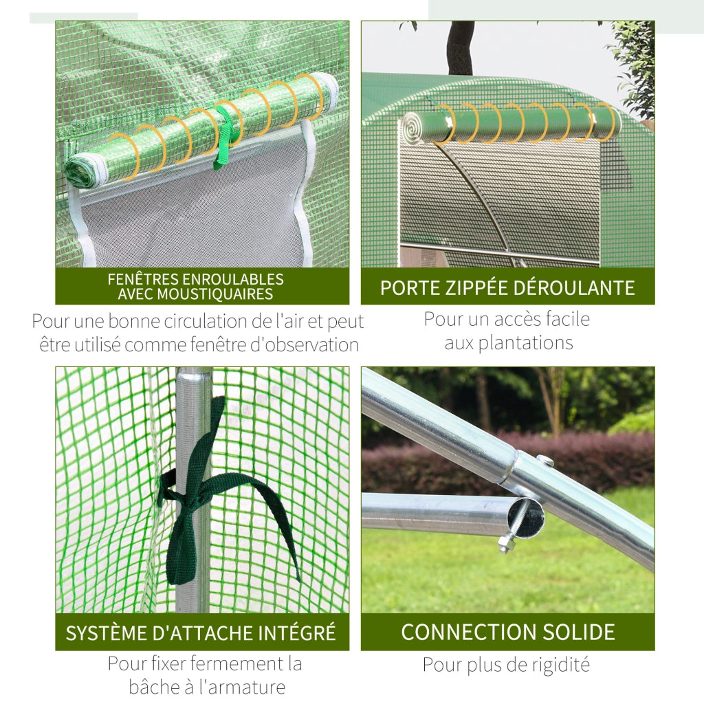 Serra da Giardino Tunnel ¨C zephmum ¨C Verde, 6x3x2 m, 8 Finestre, Porta con Zip