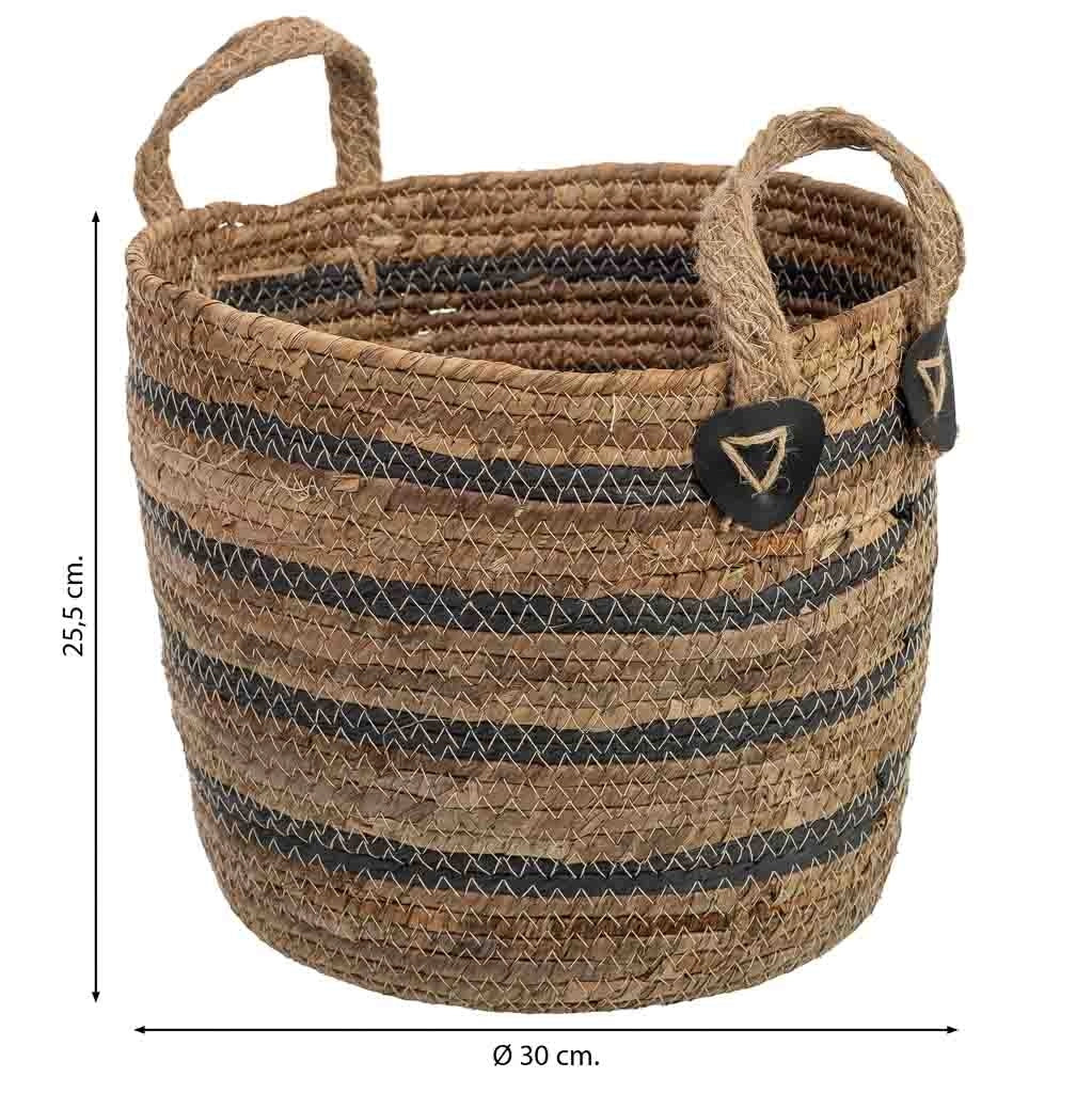 Cesto in fibra di foglie di banano e corda ritorta in carta D30x25,5