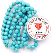 Kralen con corda per l'assemblaggio di accessori 6 mm = 128 pezzi e 1 rotolo di corda Blu howliet Turmalina 6 mm