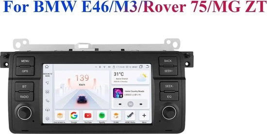 Autoradio Multimedia con CarPlay - Schermo per Auto - Autoradio Android per Automobili - S1 - compatibile con BMW 3 Serie E46 M3 1998-2001 2002 2003 2004 2005 - Autoradio Multimedia con lettore video