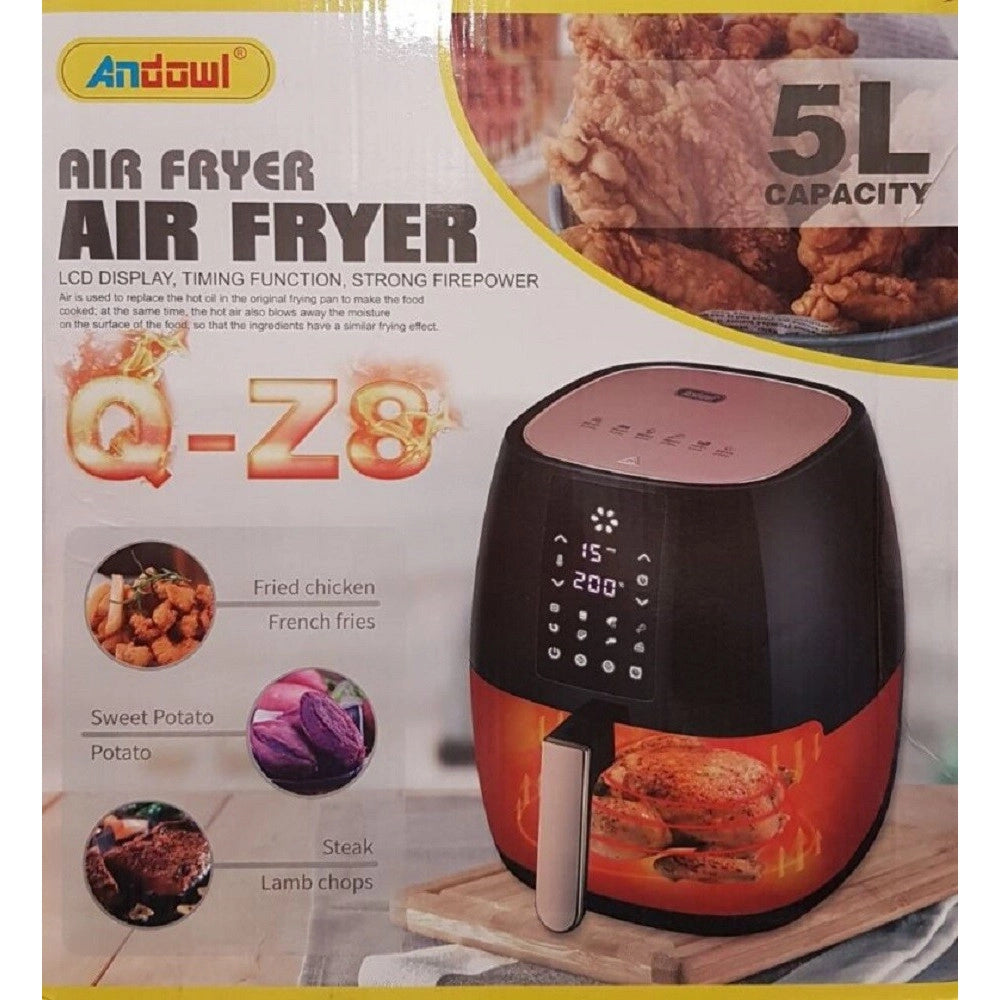 Trade Shop - Friggitrice Ad Aria 1400w 5lt Display Lcd Funzione Temporizzazione Potente Q-z8 -