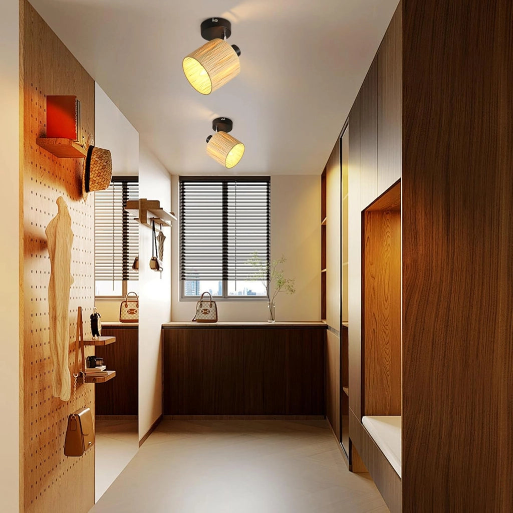 ZMH Faretto da soffitto 1 fiamma nero E14 carta naturale per camera letto