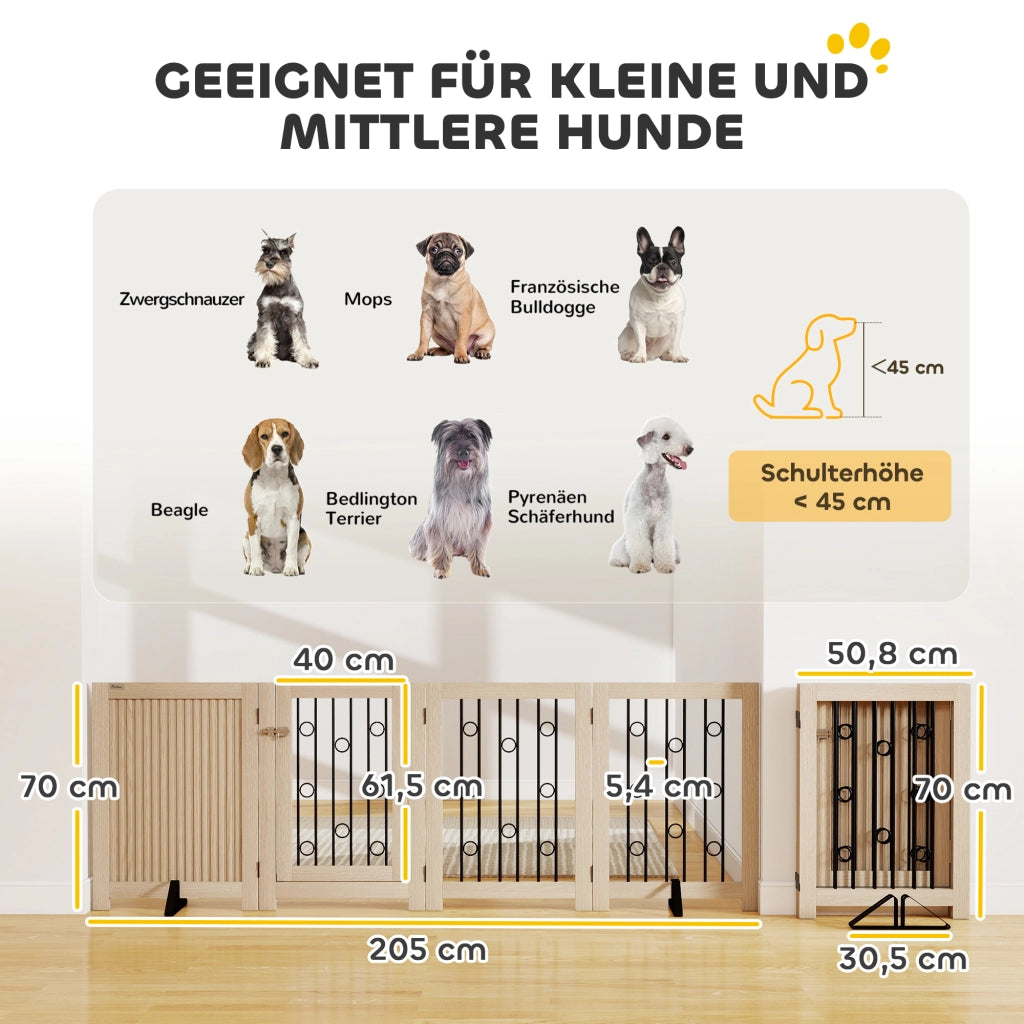 Cancello per animali domestici con porta ¨C zephmum ¨C MDF, acciaio, 4 pannelli