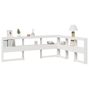 Testiera libreria a L-Testata contenitore Bianca 140 cm in Legno Massello di Pino 605851