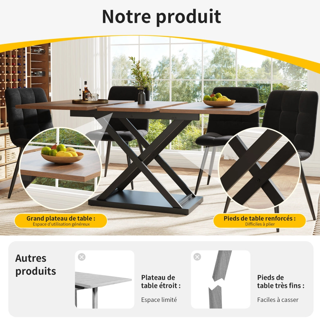Tavolo da pranzo allungabile 120-160x80 cm noce e nero