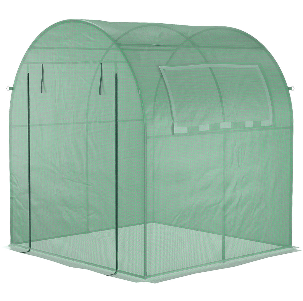 Serra verde 180 x 180 x 200 cm con porta avvolgibile