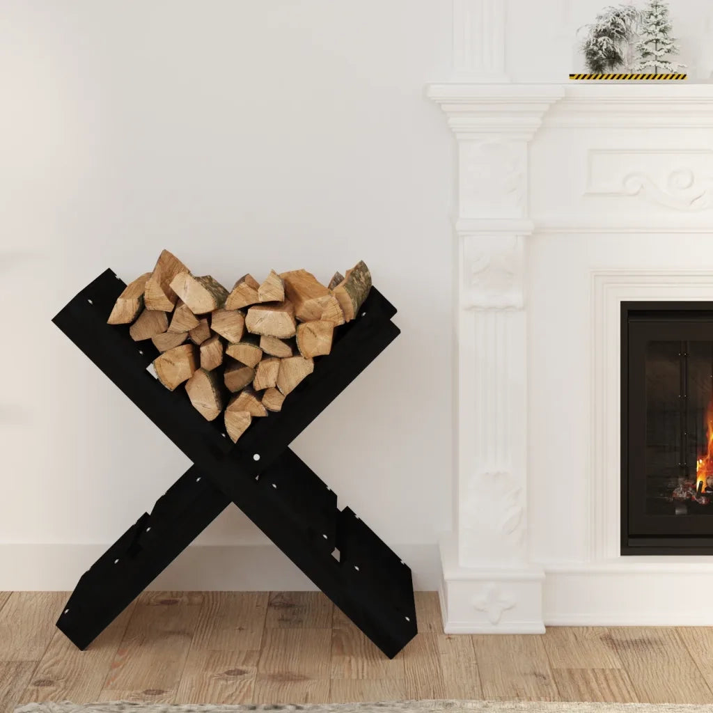 Portaceppi Nero 47x39,5x48 cm in Legno Massello di Pino CFW4314825