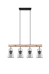 Lampada a Sospensione da Interno  E27 in Metallo Nero Opaco