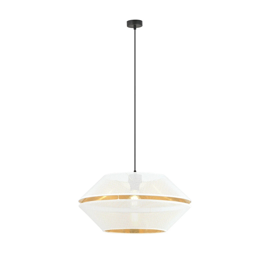 Sospensione Contemporanea 1 Luce Enea In Metallo Bianco E Oro