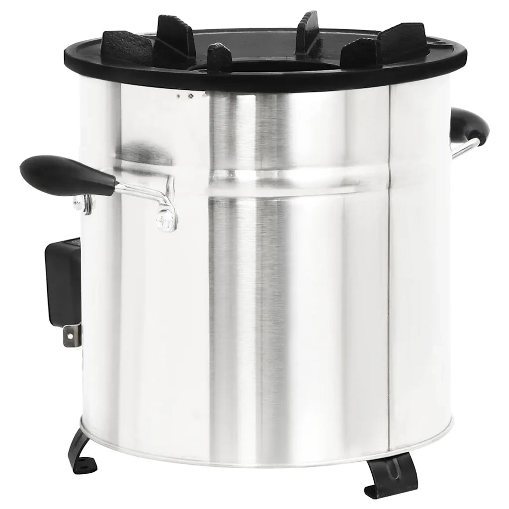Stufa a Legna con Ventola USB Argento 35,5x26x28cm Acciaio Inox 319443