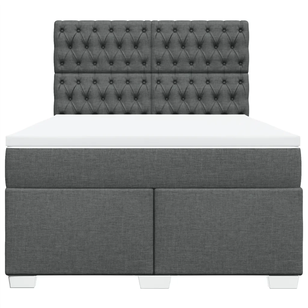 Giroletto a Molle con Materasso Grigio Scuro 140x190 cm Tessuto