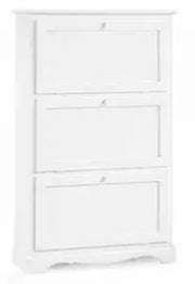 Scarpiera in legno Shabby chic bianca 3 ante