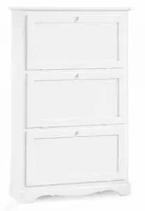 Scarpiera in legno Shabby chic bianca 3 ante