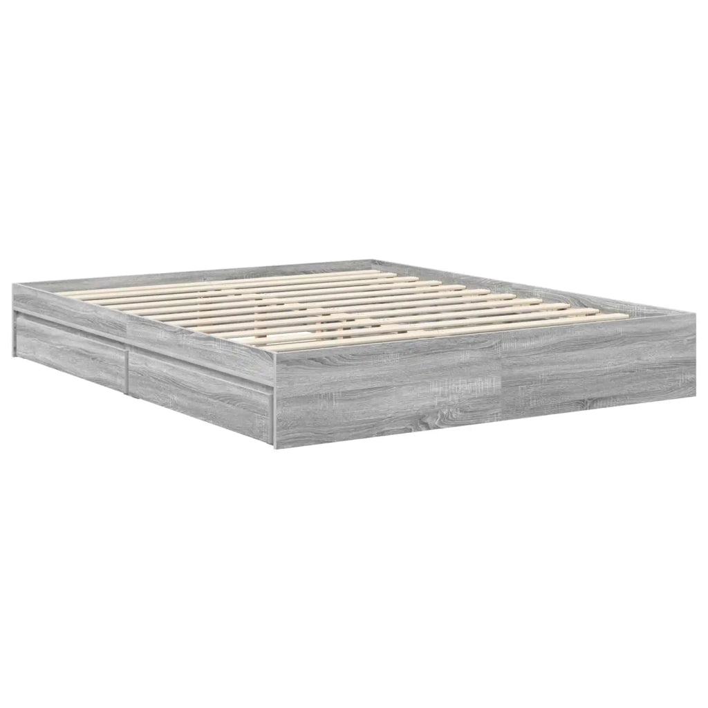 Letto con Contenitore con testiera Grigio Sonoma 160 x 200 cm