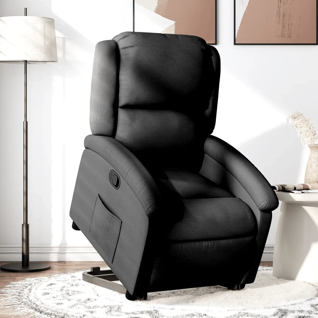Poltrona Alzapersona Reclinabile Nera in Tessuto 3204166