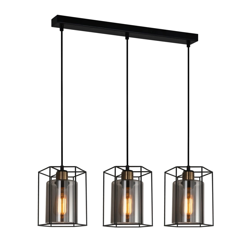 Italux Kalula lampadario industriale nero 3xE27 PND78901 acciaio