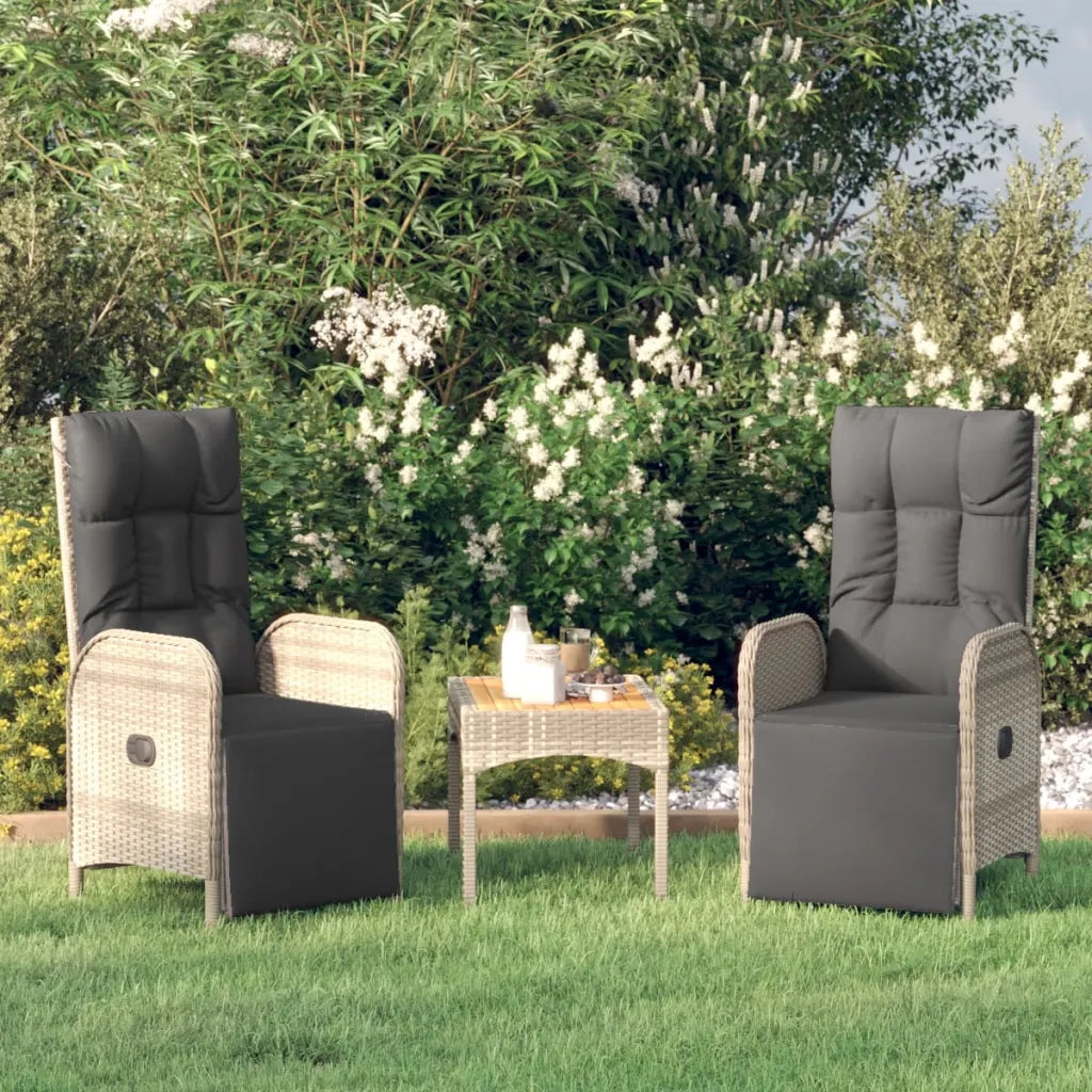 Set Divani da Giardino 3 pz con Cuscini in Polyrattan Grigio cod mxl 39501