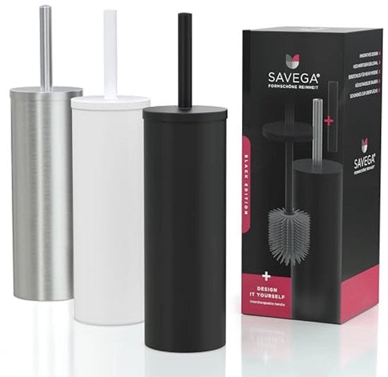 Borsetto per il water con asta in silicone - con supporto opaco - borsetto per il water con protezione dalla schiuma - supporto antibatterico - borsetto per il water (nero)