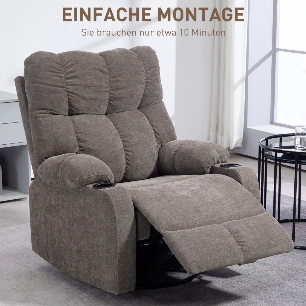 Poltrona Relax Girevole con Poggiapiedi ¨C Zephmum ¨C Beige 88x96x108cm