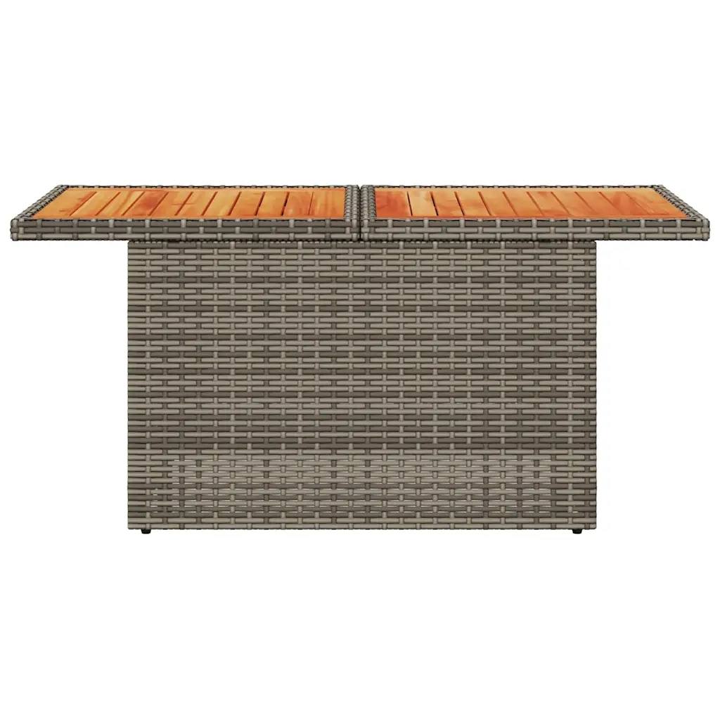 Tavolo Giardino | Tavolino da esterno Grigio 100x55x73 cm Polyrattan e Legno Acacia