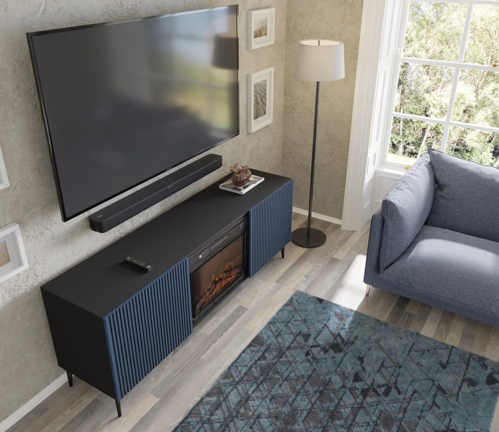 MOBILE TV RAVENNA FPB RTV 2D 170 C CAMINO NERO OPACO BLU NAVY