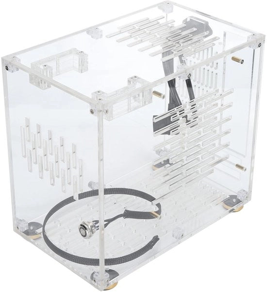 Basi - Mini ITX-behuizing Helder Acryl - Computerbehuizing Portatile - Raffreddamento a Vento Aperto - Translucido - Desktop Computerbehuizing da Montaggio DIY -...