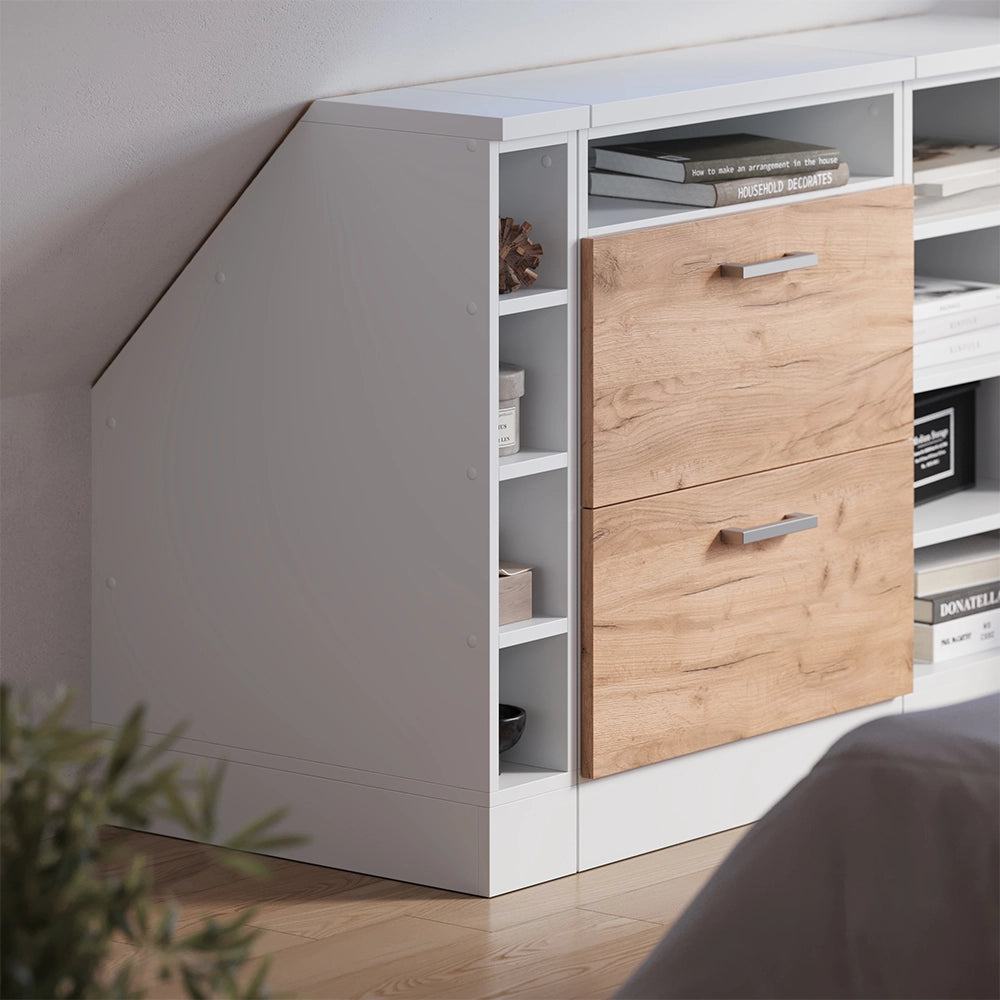 Mobile cucina sottotetto R-Line Bianco/Bianco 15 cm con 4 scomparti, carcassa 60 cm profondità Vicco