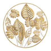 Decorazione in Metallo 3D Foglia 18, Oro, Metallo, 80x6,5x80 cm