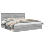 Letto matrimoniale | Letto per adulti | Struttura del letto Grigio Sonoma 200 x 200 cm Pino massello