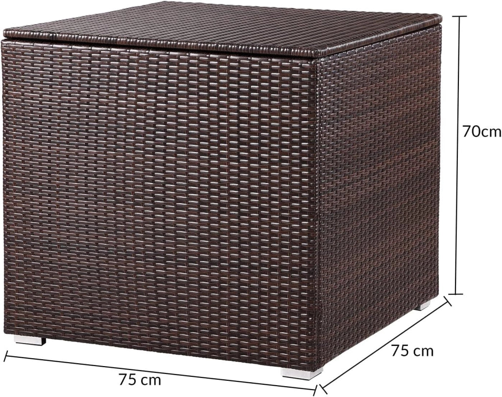 ® Baule da Giardino 318 L Impermeabile 75x75x70cm Contenitore Esterno Polyrattan Marrone