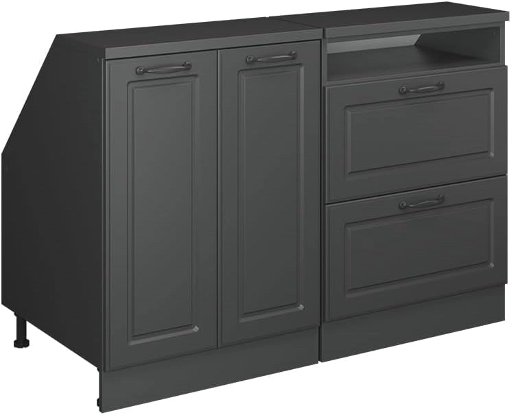 Set di mobili sottotetto Rion, Antracite casa di campagna, 120 cm Set di 2 carcasse armadio profondità 60 cm, adatto per il salvaspazio sotto tetti spioventi