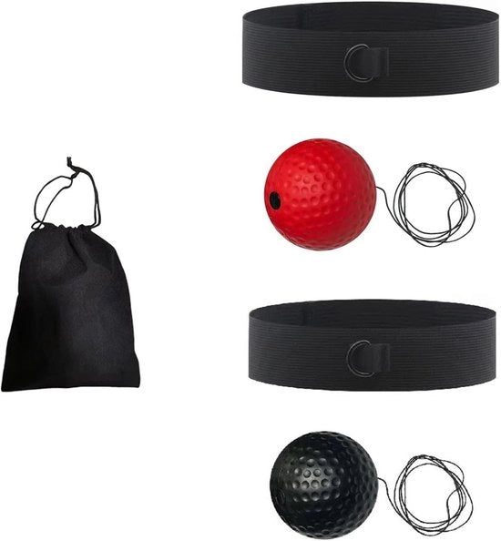Bal da allenamento per boxe con palla riflettente e cintura - Rosso/Nero - Migliora reazione, agilità e velocità di colpo - Attrezzatura da boxe per migliorare la capacità di combattimento - Costruzione dell'equilibrio occhio-manina