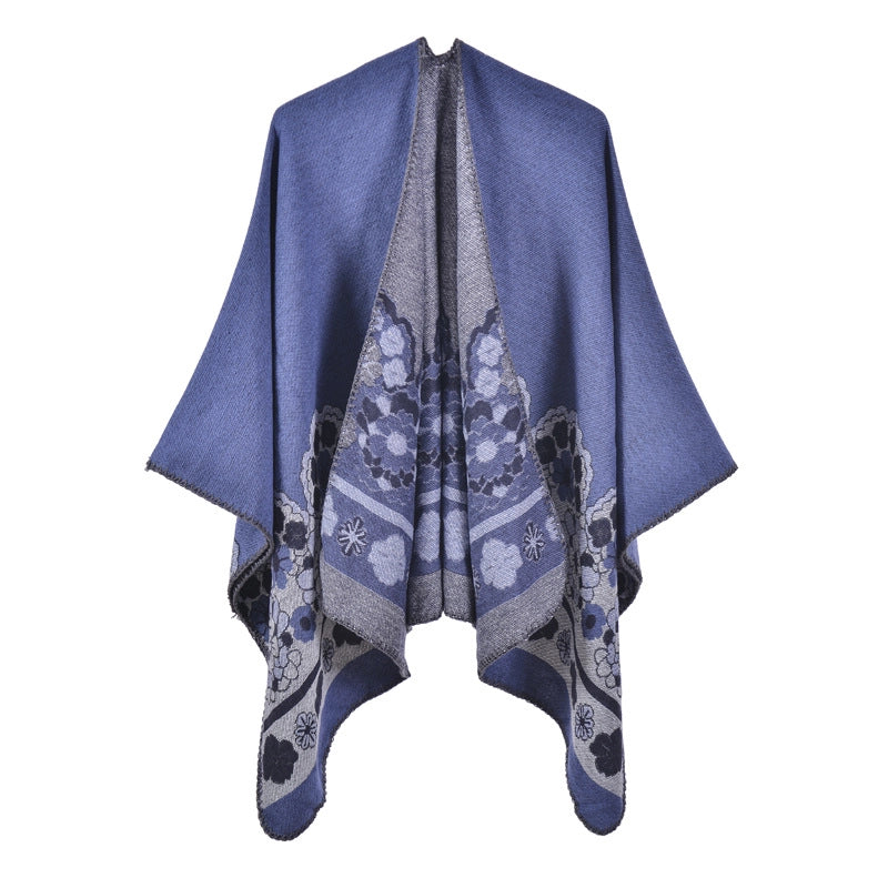 Nuovo scialle diviso in jacquard di cashmere da donna, caldo e spesso.