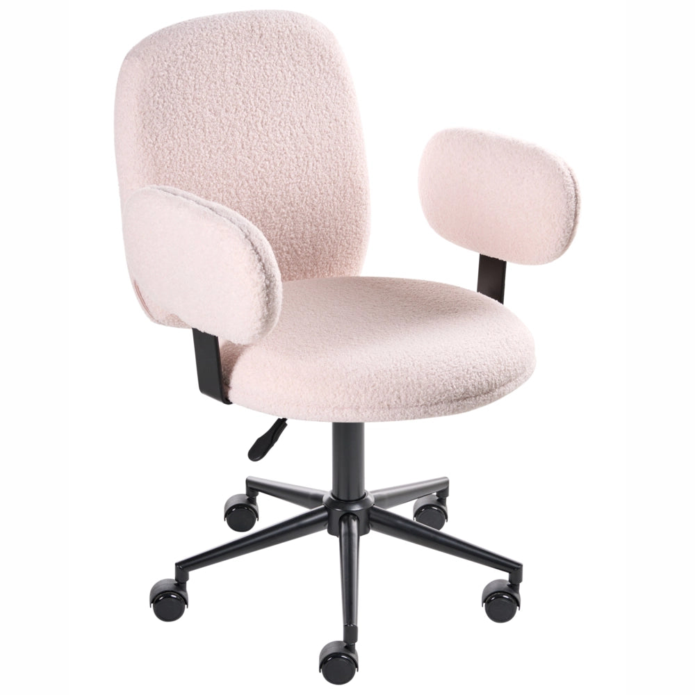 Sedia da scrivania per ufficio rosa pastello Boucle Base regolabile in altezza Ufficio moderno casa
