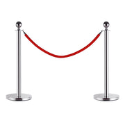 Transenne Elimina Separacode Paletti di Delimitazione con Corde Rosso Acciaio Inox §¶32 x 95CM Argento