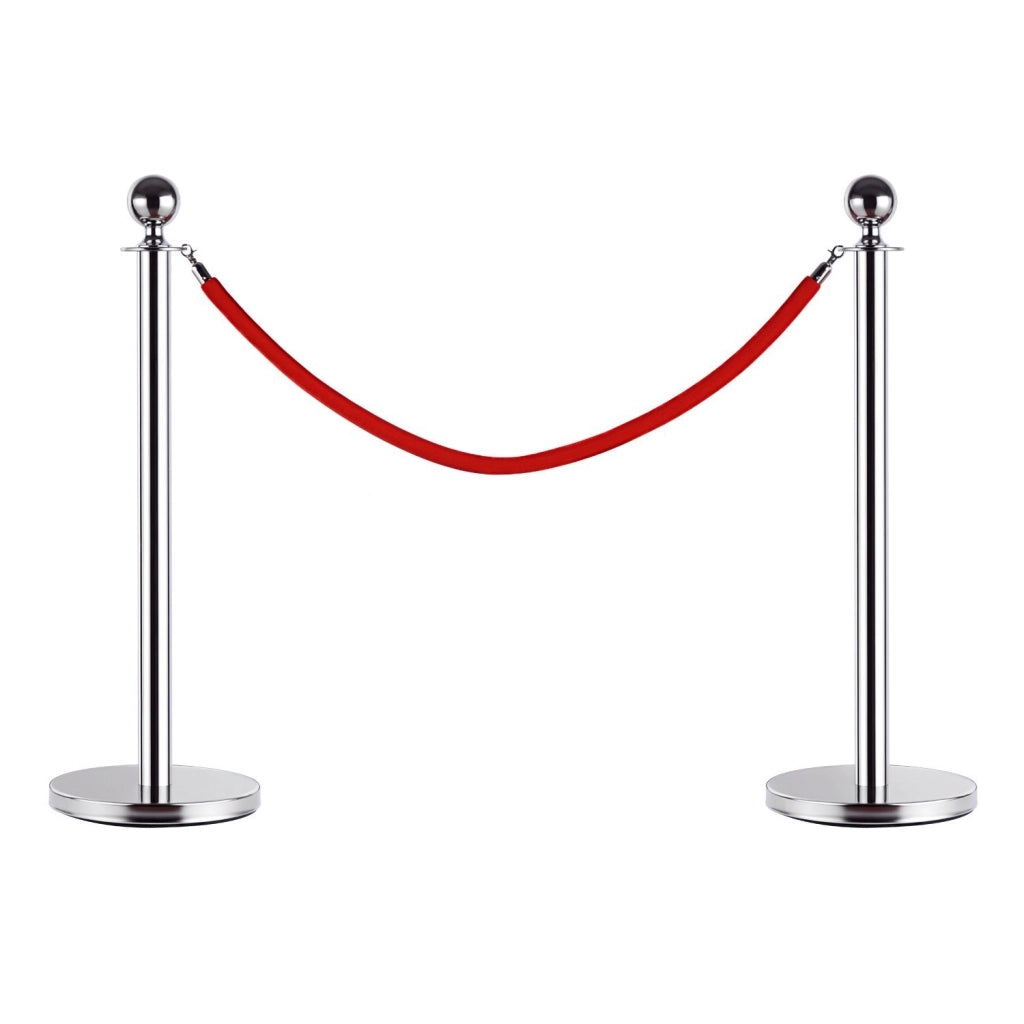 Transenne Elimina Separacode Paletti di Delimitazione con Corde Rosso Acciaio Inox §¶32 x 95CM Argento