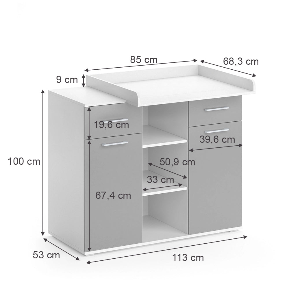 Vicco Fasciatoio Grigio 113 x 109 cm