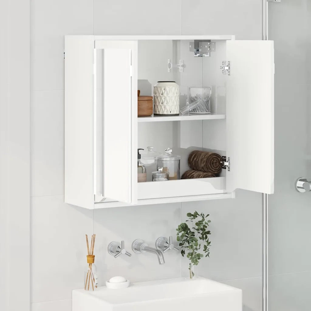 Mobiletto per specchio da bagno Bianco Lucido 60 x 20 x 60 cm