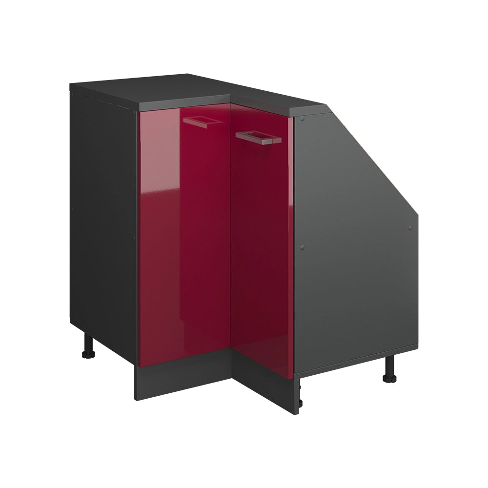 Mobile cucina angolare per sottotetto R-Line Rosso lucido/Antracite 75.6 cm con 1 porta Vicco