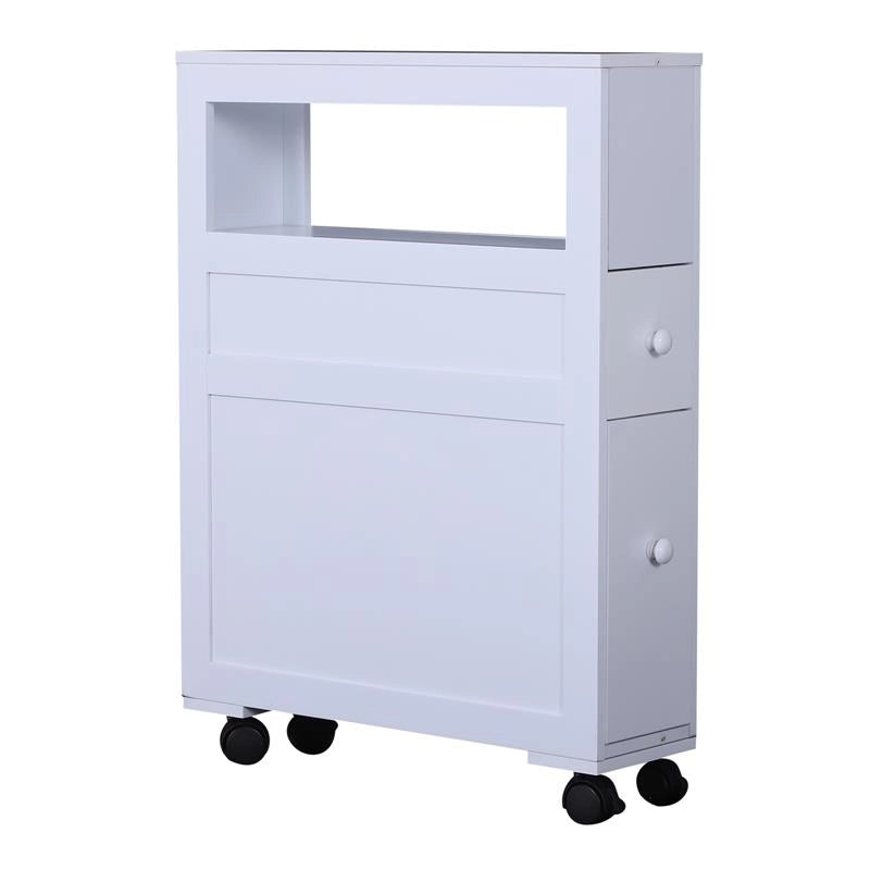 MOBILETTO DA BAGNO IN LEGNO CON RIPIANO E  2 CASSETTI 16X52X66 CM BIANCO
