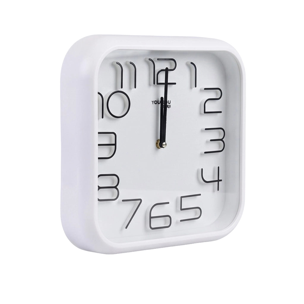 Orologio da Parete Quadrato con Meccanismo Silenzioso 33x33cm Bianco Avizar