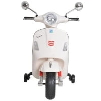 Moto Elettrica per Bambini Design Vespa, Batteria 6V con Suoni e Luci, Età 3-6 Anni, Bianco